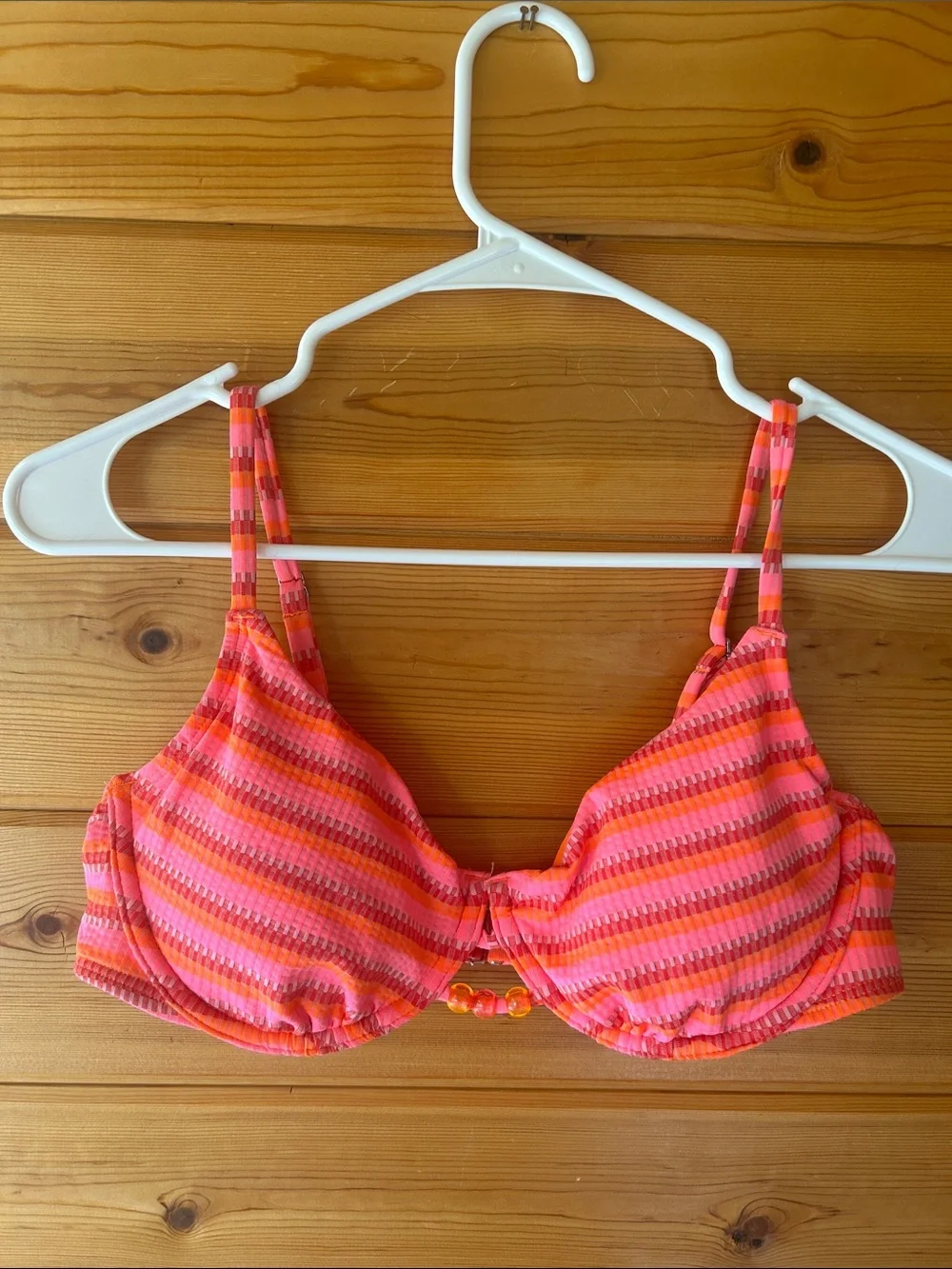 wild fable Pink & Orange Striped Underwire Bikini Top